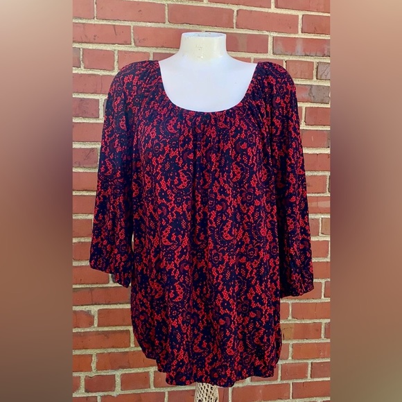 MICHAEL Michael Kors Tops - Michael Michael Kors  Red / Black  Blouse  Size 2X | MK15